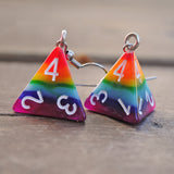 Rainbow swirl swirl RPG dice earrings