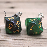 Emerald Galaxy Swirl swirl RPG dice earrings