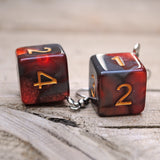 Copper Ash Swirl swirl RPG dice earrings