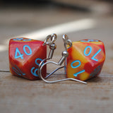 Fire Swirl swirl RPG dice earrings