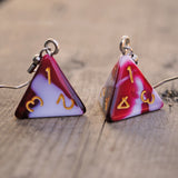 Vermilion Snow Swirl swirl RPG dice earrings