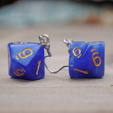 Sapphire Sparkle RPG dice earrings