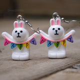 Happy Bunting Bunnies earrings