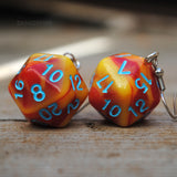 Fire Swirl swirl RPG dice earrings