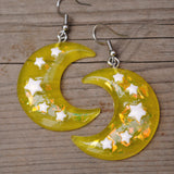 Large Crescent Starry moons earrings