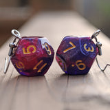 Royal Sapphire Galaxy Swirl swirl RPG dice earrings