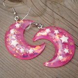 Large Crescent Starry moons earrings