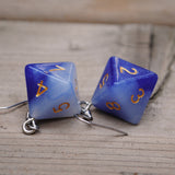 Sapphire Sparkle RPG dice earrings