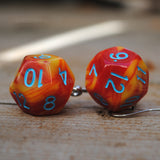 Fire Swirl swirl RPG dice earrings