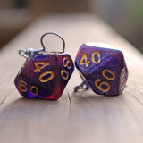 Royal Sapphire Galaxy Swirl swirl RPG dice earrings