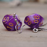 Grape Cream Swirl swirl RPG dice earrings