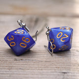 Sapphire Sparkle RPG dice earrings