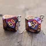 Vermilion Snow Swirl swirl RPG dice earrings