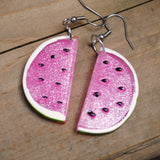 Large Watermelon sparkle Slices earrings