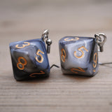 Ash swirl RPG dice earrings