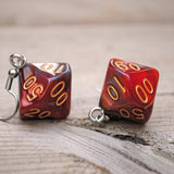 Copper Ash Swirl swirl RPG dice earrings