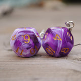 Grape Cream Swirl swirl RPG dice earrings