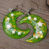 Large Crescent Starry moons earrings