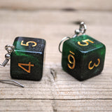 Emerald Galaxy Swirl swirl RPG dice earrings