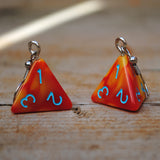 Fire Swirl swirl RPG dice earrings