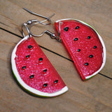 Large Watermelon sparkle Slices earrings