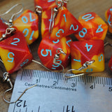 Fire Swirl swirl RPG dice earrings