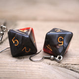 Copper Ash Swirl swirl RPG dice earrings