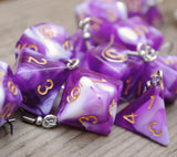 Grape Cream Swirl swirl RPG dice earrings