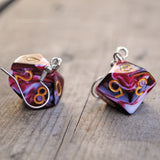 Vermilion Snow Swirl swirl RPG dice earrings