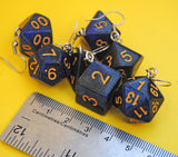 Blue Galaxy Swirl swirl RPG dice earrings