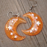 Large Crescent Starry moons earrings