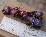 Royal Sapphire Galaxy Swirl swirl RPG dice earrings