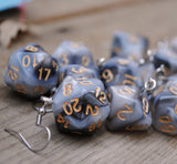 Ash swirl RPG dice earrings