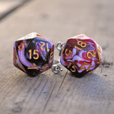 Vermilion Snow Swirl swirl RPG dice earrings