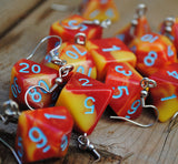 Fire Swirl swirl RPG dice earrings