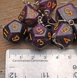 Purple Galaxy swirl RPG dice earrings