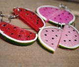 Large Watermelon sparkle Slices earrings