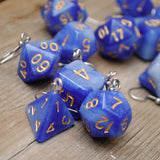 Sapphire Sparkle RPG dice earrings