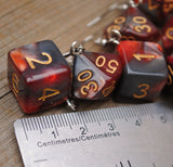 Copper Ash Swirl swirl RPG dice earrings