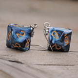 Blueberry Liquorice swirl RPG dice earrings