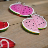 Large Watermelon sparkle Slices earrings