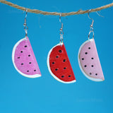 Large Watermelon sparkle Slices earrings