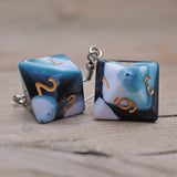 Blueberry Liquorice swirl RPG dice earrings