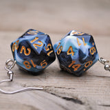 Blueberry Liquorice swirl RPG dice earrings