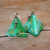 Emerald Cream swirl RPG dice earrings