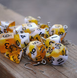 Banana Cream Swirl swirl RPG dice earrings