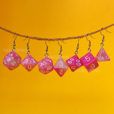 Strawberry Milkshake Swirl swirl RPG dice earrings