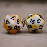 Banana Cream Swirl swirl RPG dice earrings