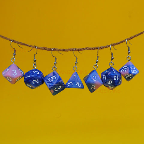 Bubblegum Swirl swirl RPG dice earrings