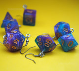 Jade Violet Galaxy swirl RPG dice earrings